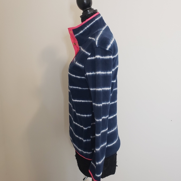 Simply Southern Blue Tie Dye Striped Snap Front Pullover Jacket Sweater Small - Picture 4 of 8
